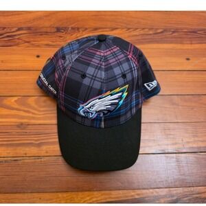 New Era Philadelphia Eagles Crucial Catch Plaid 9FORTY Snapback Hat Mens Black